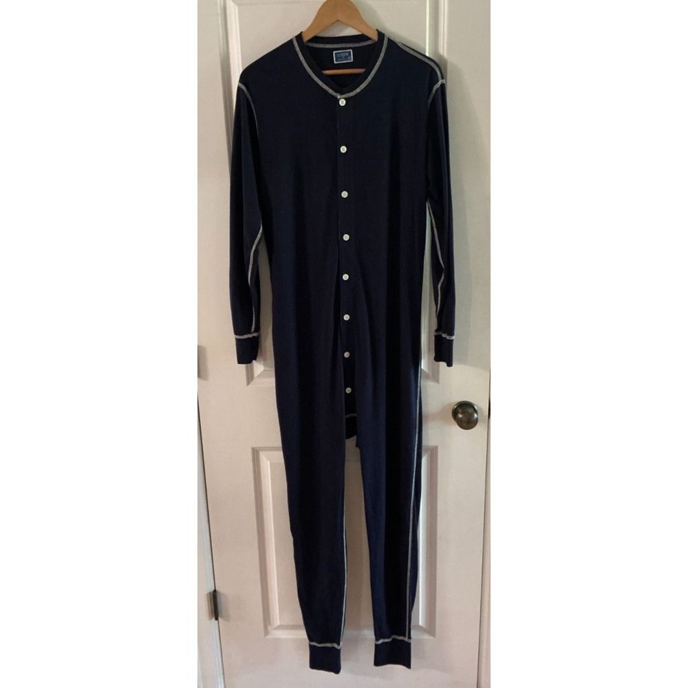 J.Crew Men's Small Blue Cotton Sleepwear One Piece Pajamas F8725 HO17